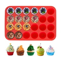 YOYTOO Silicone Mini Muffin Pans 24 Cups Non-stick Muffins Pan Cupcakes Tin Mold for Baking, Red