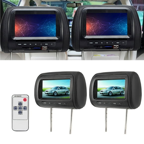 Headrest Monitor 2pcs 7 In Control Adjustable Headrest LCD Video Monitor MP5 Display Black