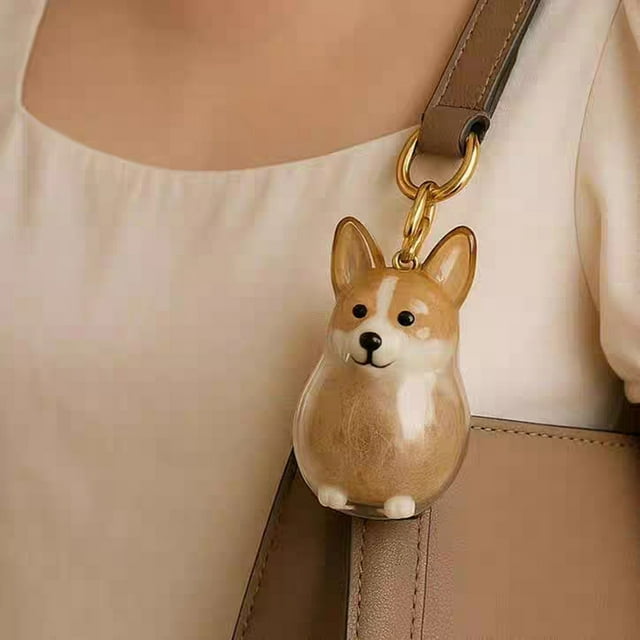 Porte-clés Commémoratif pour Poils de Chien Bouteille Commémorative Transparente pour Poils d'Animaux Bouteille de Rangement pour Poils de Chien Souvenirs pour Animaux Porte-Clés Facile à Transporter Perles Suspendues à la Porte Grandes Décorations Rose