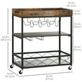 thumbnail image 3 of HOMCOM Industrial Bar Cart, 3-Tier Kitchen Island on Wheels with Wine Rack, 3 of 10