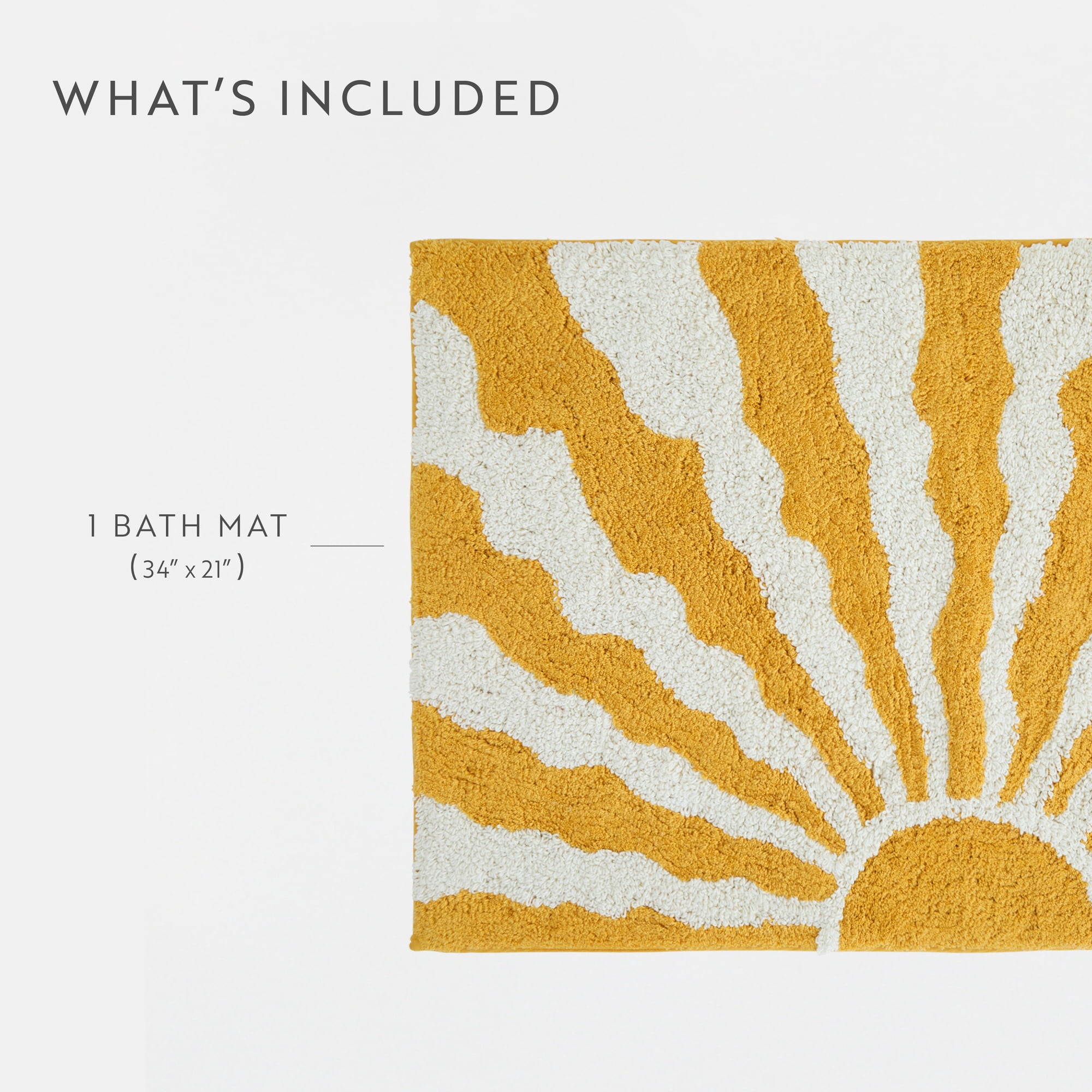 Noble Linens Modern Pattern Cotton Bath Mat, 34 in x 21 in, Sunrise Yellow