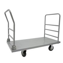 Heavy Duty Platform Truck, 2 in 1 Silver Platform Truck Cart 2000 lbs with Detachable Rear Guardrail, 48'' x 24'' Dolly Cart Steel Platform Truck Cart with 2 Universal Wheels