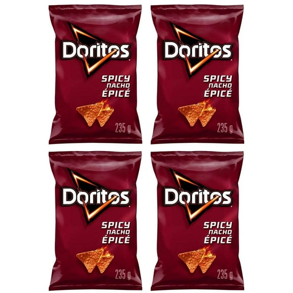 Doritos Spicy Nacho Flavored Tortilla Chips, 235g (4 Pack)