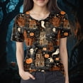 thumbnail image 2 of Godom Halloween Shirts for Women Funny Graphic Tee Shirts Pumpkin Short Sleeve Top, 2 of 4