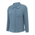 thumbnail image 6 of TTUHYWXI Womens Soft Cotton Weave Shirt Long Sleeve Tops Casual Blouse with Open Chest Pockets (Blue, XL), 6 of 6