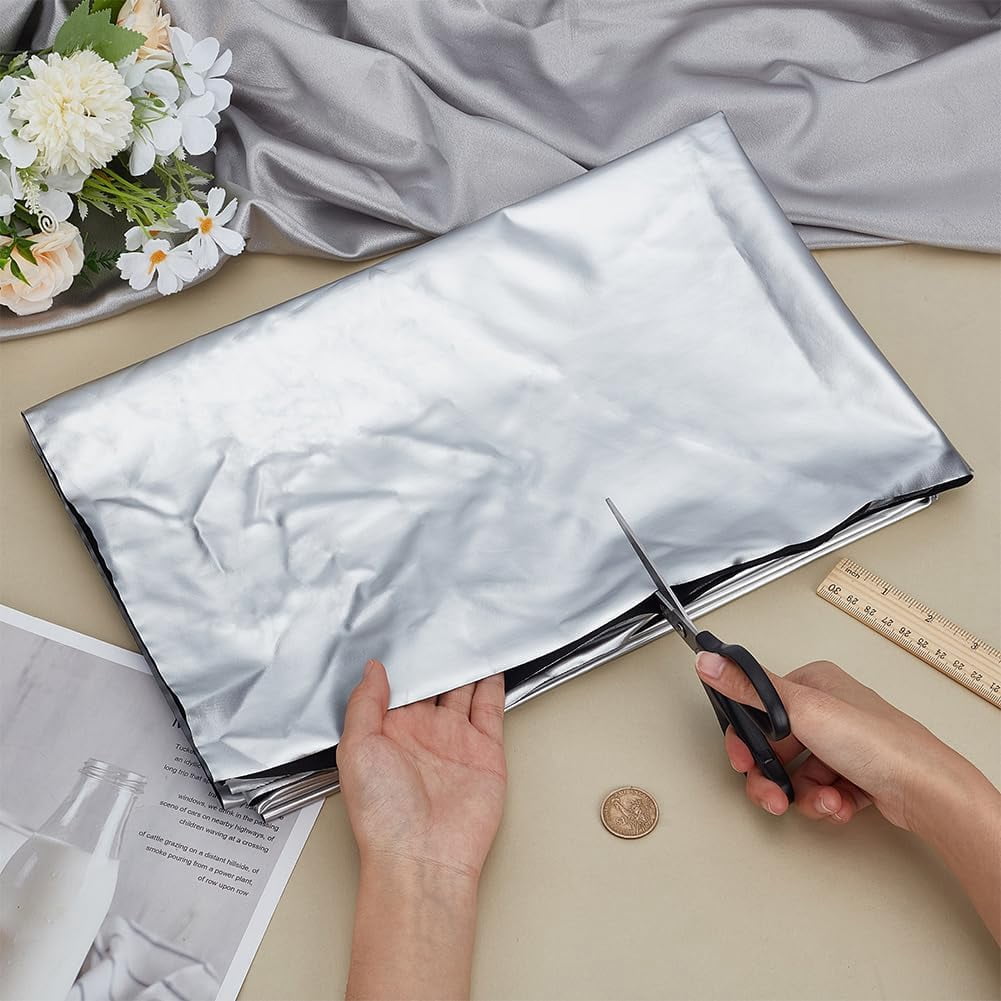4-Way PU Imitation Leather Fabric 39x57inch PU Leather Silver Color Artificial Leather Fabric Soft and Smooth Leather for Sofa Handbag Handmade DIY Craft Projects