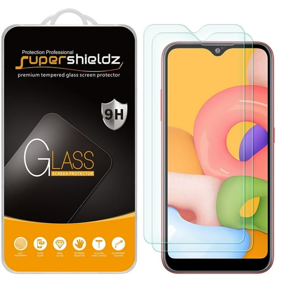 [2-Pack] Supershieldz for Samsung Galaxy A01 Tempered Glass Screen Protector, Anti-Scratch, Anti-Fingerprint, Bubble Free