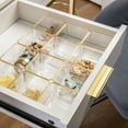 thumbnail image 3 of Martha Stewart Kerry 12 Pack Plastic Stackable Office Desk Drawer Organizers with Gold Trim, 3" x 3", 3 of 10