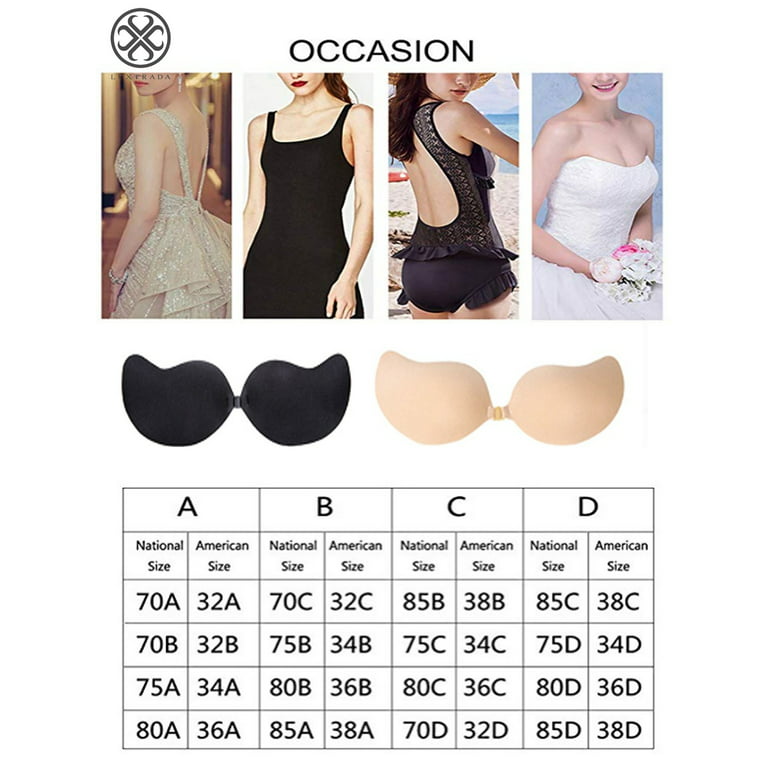 Luxtrada Strapless Self Adhesive Bra, Push Up Invisible Silicone Bras for  Women with Drawstring Suit For Dress Wedding Party Cup C,Skin 