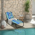 thumbnail image 3 of Gymax 5-Position Lounge Chair Adjustable Beach Chaise w/ Face Cavity & Pillows Blue & Green, 3 of 10