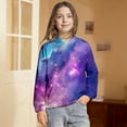 thumbnail image 2 of ZXLBBD Girls Galaxy Print Hooded Sweatshirts Soft Long Sleeve Pullover with Front Pockets for Kids Outerwear Comfort Loose Casual Schoolwear, 2 of 7