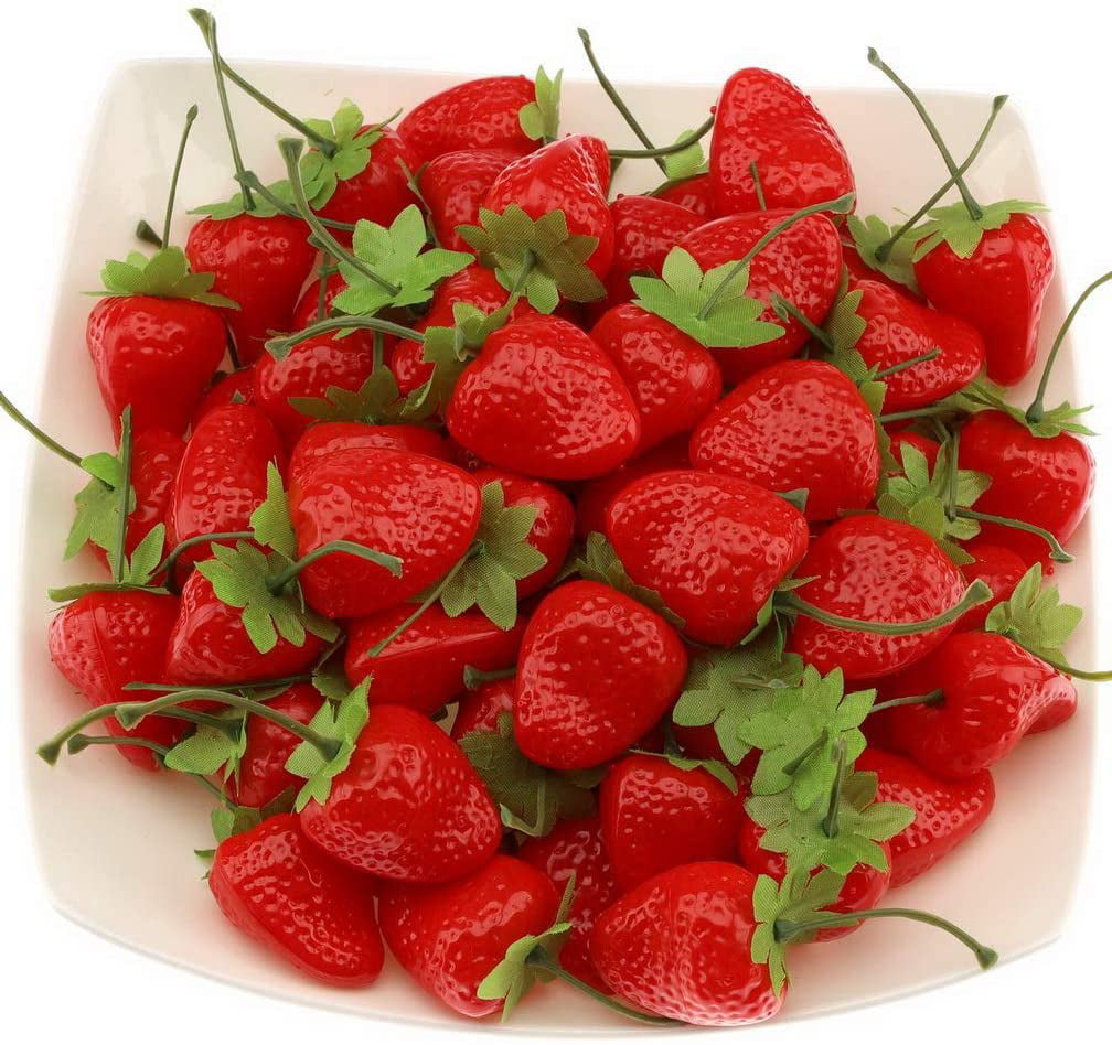 Details about   Artificial Plastic Strawberry Fruit Fake Display For Kitchen Home Foods Decor 