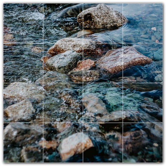 Picture-Tiles.com: River Ceramic Tile Wall Mural WAL500913-44S. 17"W x 17"H using (16) 4.25" x 4.25" Ceramic Tiles-Satin Finish