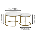 thumbnail image 2 of Peispie 27.6" Round Nesting Coffee Table Set of 2, Modern Stacking End Tables with Sturdy Metal Frame, Faux Marble & Industrial Wood Accent Side Tables for Living Room Bedroom, White Gold, 2 of 8