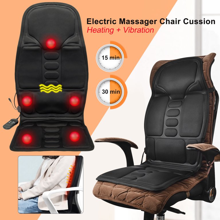 Massage Seat Cushion Back Massager w/ Heat & 6 Vibration Motors for Home