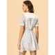 thumbnail image 5 of INSPIRE CHIC Vestido Floral Con Botones Y Decoración De Encaje Con Cuello De Mu?eca Para Mujer Blanco Violeta XL, 5 of 6