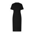 thumbnail image 5 of Summer Dresses for Women 2025 Ndbuld Women's Casual Short Sleeved Split Solid Round Neck Dress Black XXXL, 5 of 6
