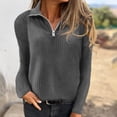 thumbnail image 2 of Maean Womens Quarter Zip Sweater V Neck Collared Long Sleeve Knit Sweaters Casual Loose Pullover Tops, 2 of 7