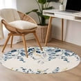 thumbnail image 4 of Round Rugs 4 Ft, Navy Blue Eucalyptus Non Slip Area Rugs for Kitchen Bedroom Entryway, Farmhouse Weeping Leaves Linen Washable Carpet Runner Rug Floor Mats for Bedroom Home Decor, 4 of 8