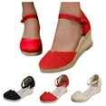 thumbnail image 4 of Espadrilles à Bride Cheville Bout Fermé pour Femmes Sandales Compensées de Loisirs, 4 of 9