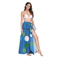 thumbnail image 2 of FORMRS Womens Long Sarong Beach Wrap Semi-Sheer Bikini Skirt Bathing Swimsuit Cover Up, Blue Abstract, 2 of 7