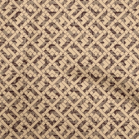 oneOone Cotton Silk Light Brown Fabric Geometric Sewing Material Print Fabric By The Yard 42 Inch Wide