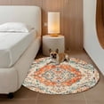 thumbnail image 2 of Orange Beige Boho Round Area Rug 3Ft Washable Small Circle Rugs for Kitchen Entryway, Vintage Ethnic Abstract Art Floral Non-Slip Carpet Floor Mats Indoor Outdoor Carpet Runner Aesthetic Home Decor, 2 of 8