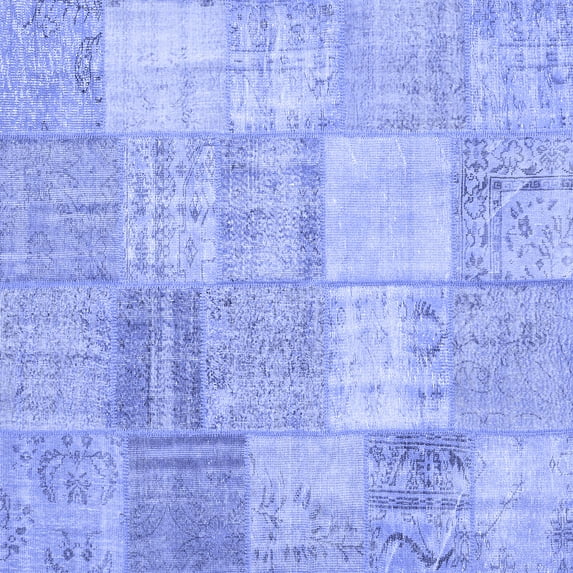 Ahgly Company Indoor Square Patchwork Blue Transitional Area Rugs, 3' Square