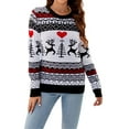thumbnail image 1 of Diconna Femmes Mignon Col Rond Pull de Noël Imprimé à Manches Longues Tops Tricots pour l'Automne Streetwear Chaud, 1 of 9