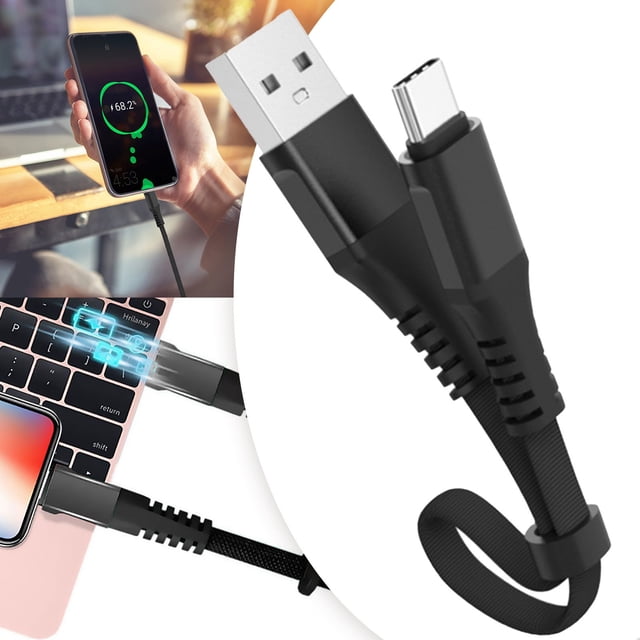 Cable de carga Tipo C de 30 cm - Carga rápida, núcleo de alambre grueso, para teléfonos y tabletas