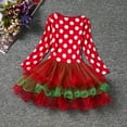thumbnail image 4 of ZHUASHUM Toddler Girls Long Sleeve Christmas Cartoon Santa Dot Print Mesh Tutu Show Dress,3-4 Years, 4 of 4