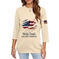 thumbnail image 4 of Women's Fashion 4th of July 3/4 Sleeve Sweaters, Patriotic Independence Day Tops for Women, Spring & Summer Casual Flag Printed Round Neck Pullover, 4 of 5