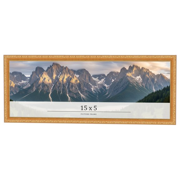 15x5 Frame Gold Solid Wood Picture Frame Width 1.125 Inches | Interior Frame Depth 0.375 Inches |
