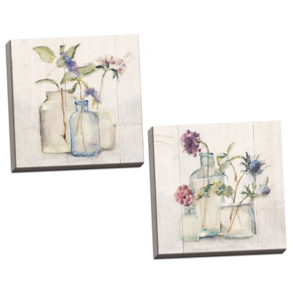 Gango Home Decor Contemporary Blossoms on Birch I & II by Cheri Blum (Ready to Hang); Two 16x16in Hand-Stretched Canvases