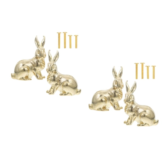 Worgeous 4 pcs Vintage Animal Cabinet Knobs Decorative Metal Bunny Rabbit Shape Drawer Knobs Pulls Handles For Door Closet Antique Dresser Knob