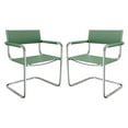 thumbnail image 4 of Saddle Leather Accent Chair Stainless Steel Arm Chair Dining Chair - Green, 4 of 4