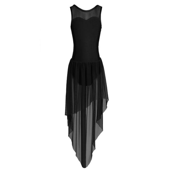 CHICTRY Girls Lyrical Dance Gymnastic Leotard Dress Mesh Splice Dance Costume