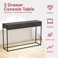 thumbnail image 3 of Pemberly Row 48"L 2-Drawers Black Metal Console Table in Dark Gray Wood, 3 of 8
