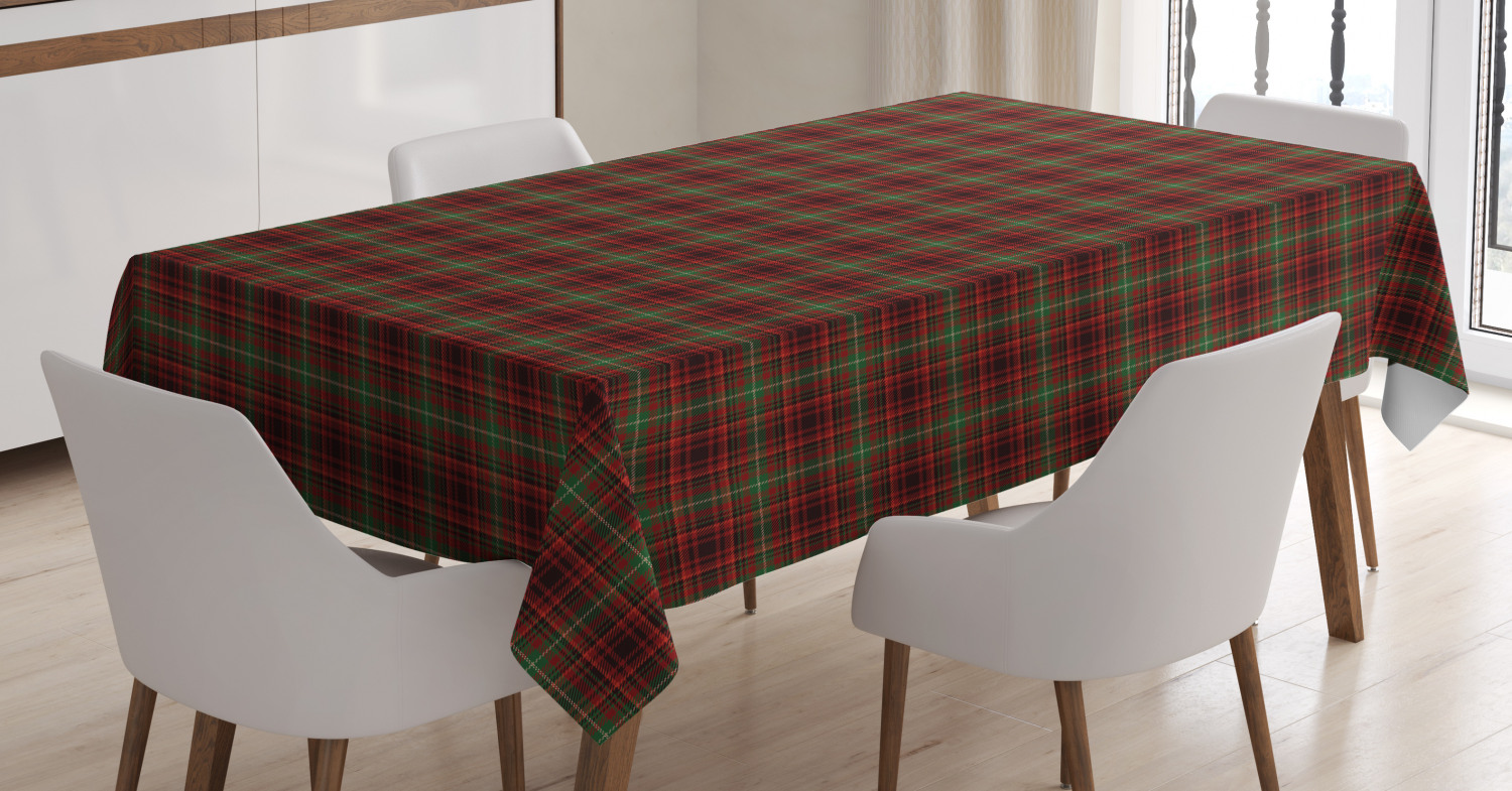 Plaid Tablecloth, Classic Composition of Squares Tartan Pattern