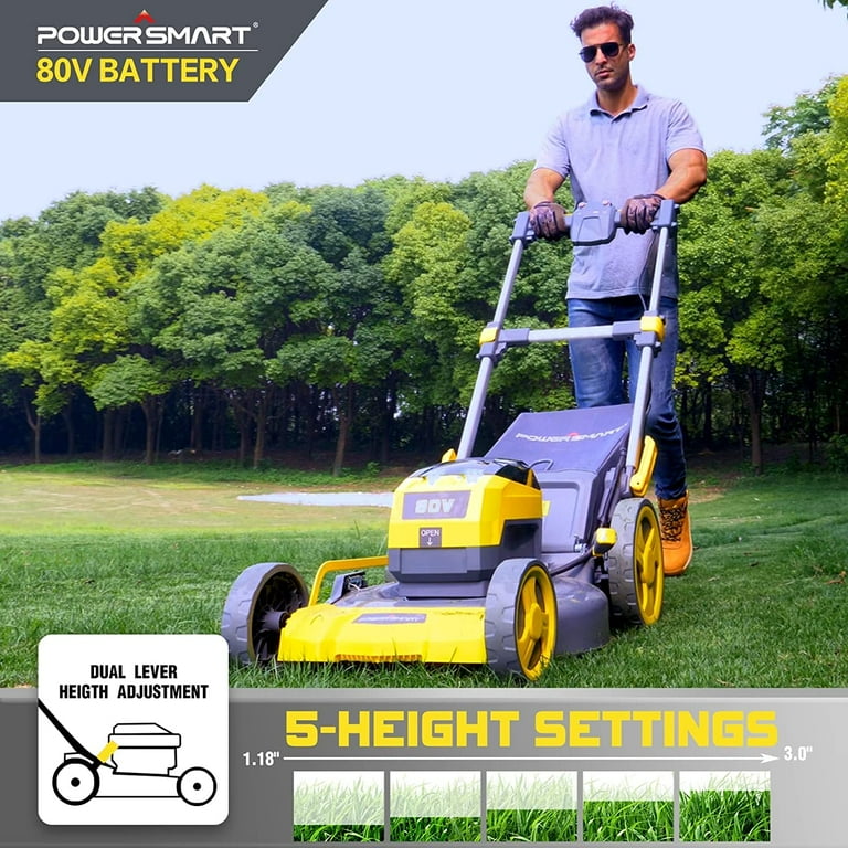 Clearance PowerSmart 21 Inch Cordless Lawn Mower 3 in 1 Battery Lawn Mower with 80V 6.0Ah Lithium ion Battery and Charger