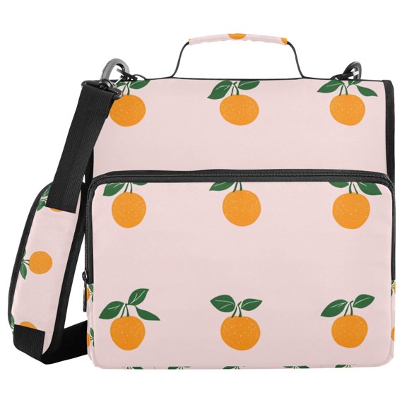 FORMRS Zipper Binder with Shoulder Strap 2-inch Ring 500 Sheet Capacity File Bag, Cartoon Citrus