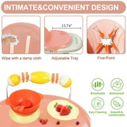 HAOUUCYIN 4-in-1 Baby High Chair, Portable Dining Chairs Eat & Play with Double-Layer Dinner Plate and Toy Rack, for 0-36 Months, Pink