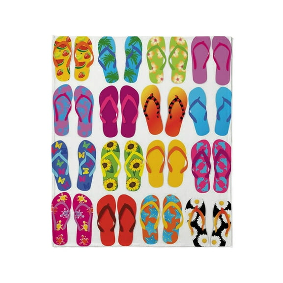 CafePress - Colorful Flip Flops Vector Set Throw Blanket - Soft Fleece Throw Blanket, 50"x60" for All Ages