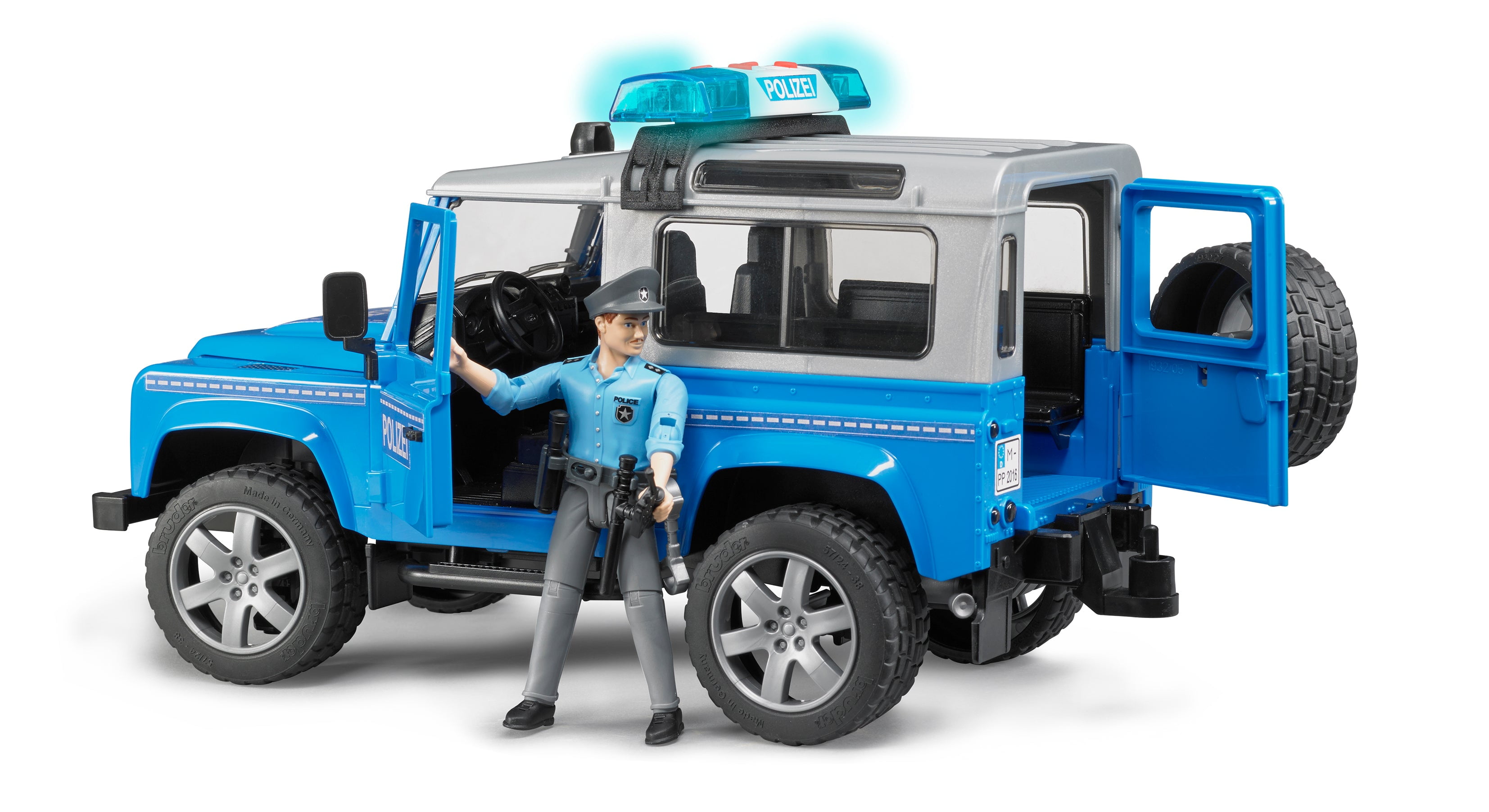 Bruder 02597 Land Rover Police Vehicle w/ Light Skin Policeman
