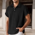 thumbnail image 2 of Men's Short Sleeve Shirts with Pockets Lapel Button Down Solid Color Daily Wear Lapel Neck T Shirt Casual Funny Beach Shirts Work Shirts for Men, 2 of 5