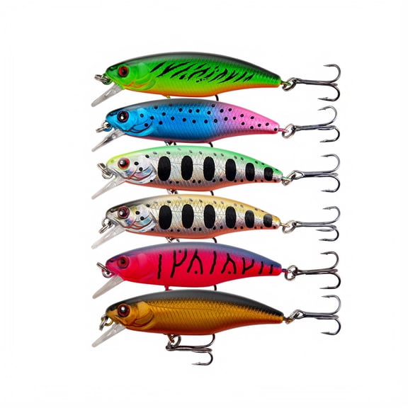 Sinking Minnow Fishing Lure 6cm 4.3g, Full Water Layer Hard Bait with Rattle, 3D Eyes Long Cast Tackle for Bass Trout Freshwater Saltwater(C)