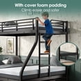 thumbnail image 3 of Dolonm Twin over Queen Metal Bunk Bed for Teens, Heavy Duty Noise Free Bunk Bed Sturdy with Support Leg, Ladder and Guardrails for Bedroom, Easy Assembly, Black, 3 of 8