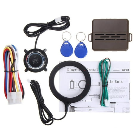 QUTETN 12V RFID Lock Ignition Car Keyless Entry Push Starter Remote Start System Kit