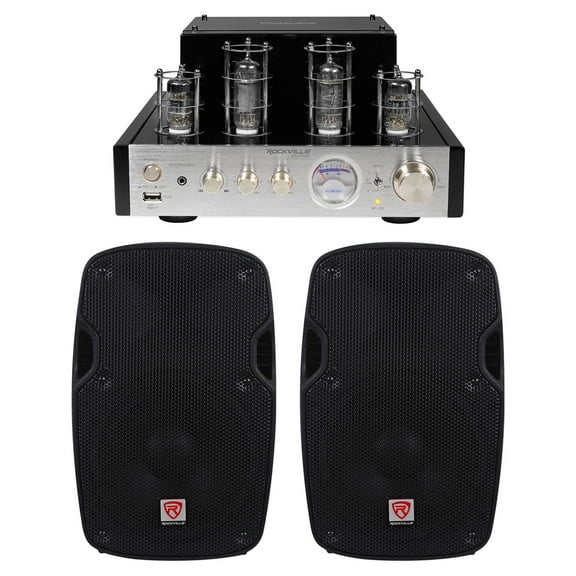 Rockville BluTube Tube Amplifier/Home Theater Bluetooth Receiver (2) 8" Speakers