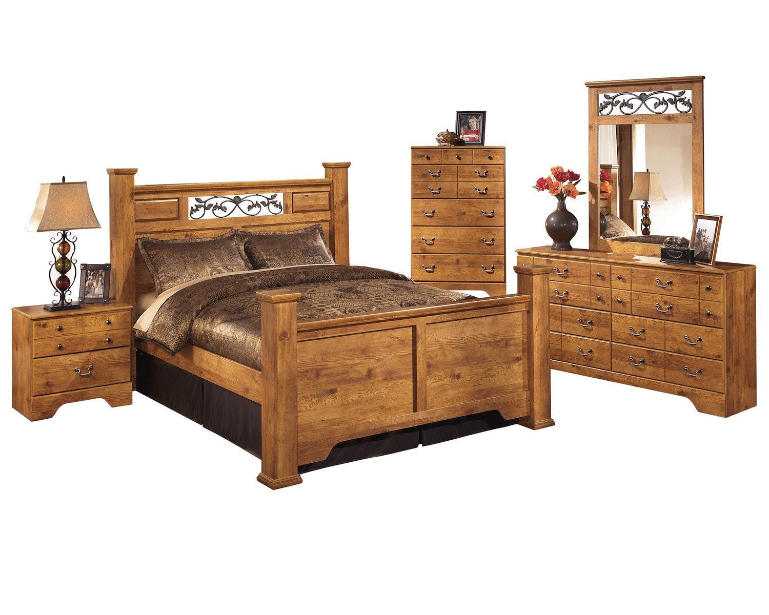 ashley furniture dark sleige queen bedroom set